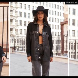 Sherpa and Vegan Leather Shacket